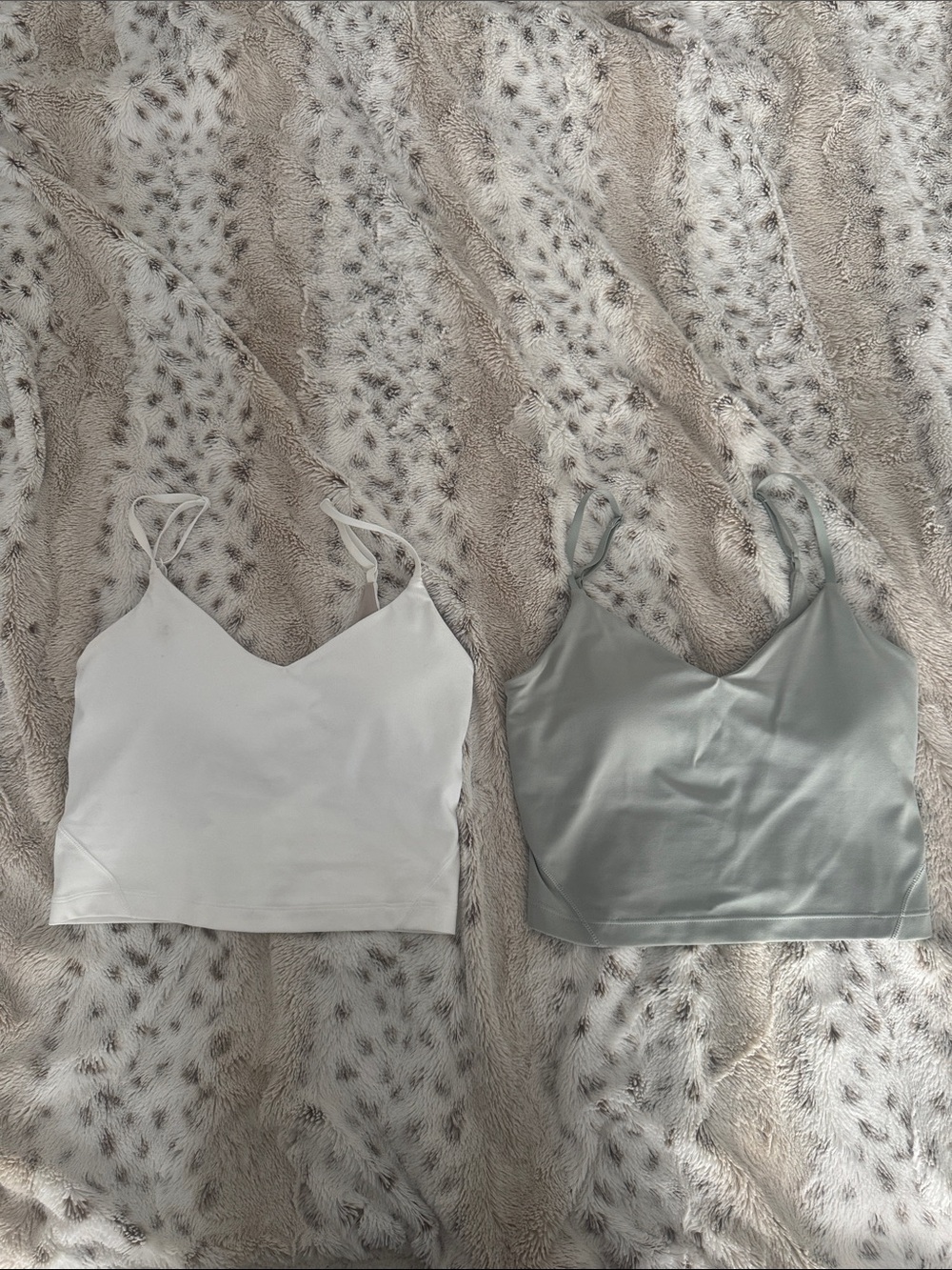 lululemon athletica V-Neck Cropped Camisoles - White & Light Sage